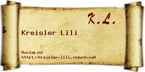 Kreisler Lili névjegykártya